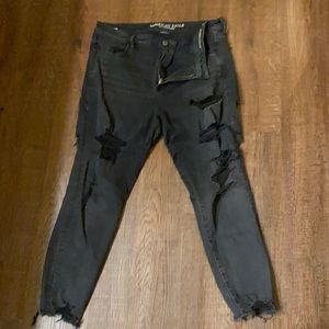 Black Super Stretch X American Eagle Ripped Jeans